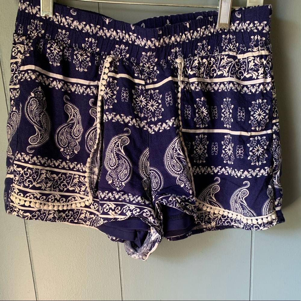 Navy boho shorts